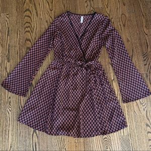 Printed Faux Wrap Dress